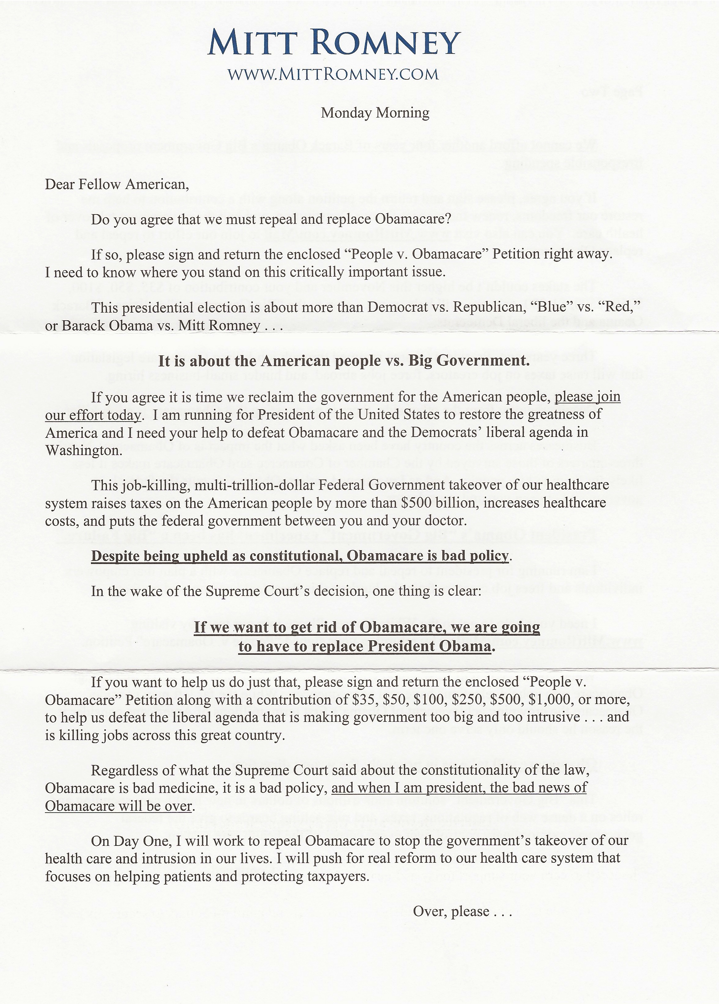 A “Confidential” Letter from GOP Presidential Candidate Mitt Romney « California ...2339 x 3263